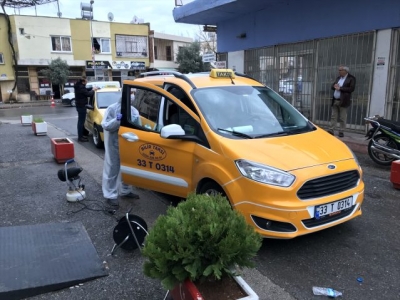 Mersin'de  Şoförler odası koronavirüse karşı dezenfekte çalışması başlattı.