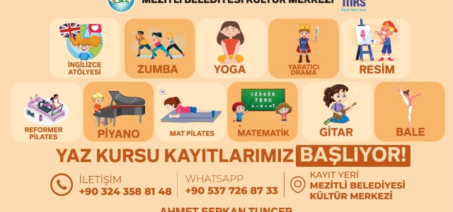  MEZİTLİ BELEDİYESİ’NDEN YAZ KURSLARI...